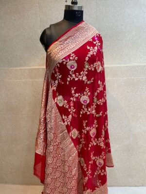 Regal Maroon Banarasi Embroidered Saree