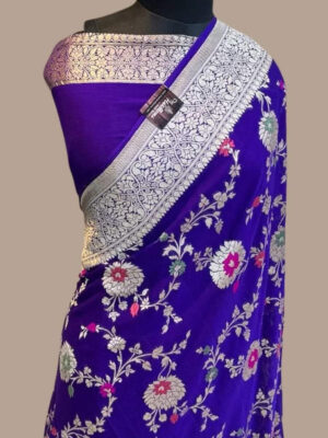 Royal Violet Banarasi Embroidered Saree