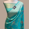 Turquoise Green Banarasi Embroidered Saree